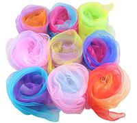 liuer 20PCS Juggling Scarves Square Dance Scarf Scarves Musical Play,Gradient Colors,Soft and Comfortable 24 x 24 Inches For Children Adults Babies Kindergarten Bags Decoration Gift