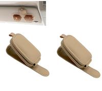 LIUFUMEI 2 Pcs Sunglasses Holder for Car Sun Visor for Renault Clio 2010-2026, Magnetic Leather Sunglasses Holder Eyeglasses Hanger Ticket Card Clip,Beige