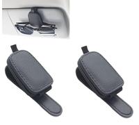 LIUFUMEI 2 Pcs Sunglasses Holder for Car Sun Visor for Rover For Evoque 2012-2025, Magnetic Leather Sunglasses Holder Eyeglasses Hanger Ticket Card Clip,Black