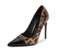 LIUGUISUOCHBH 12cm/4.72-Inch High Heels for Women | Leopard Print Pointed-Toe Pumps for Weddings, Dances, Daily Outfits, Dates,Brown,3 UK