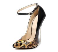 LIUGUISUOCHBH 16CM High Heels for Women & Men | Pointed Toe Plus Size Stiletto Pumps for Costume Parties, Clubbing, Crossdressing, Pole Dance,Brown,12 UK