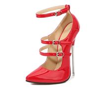 LIUGUISUOCHBH 16CM High Heels for Women & Men | Pointed Toe Plus Size Stiletto Pumps for Costume Parties, Clubbing, Crossdressing, Pole Dance,Red,8.5 UK