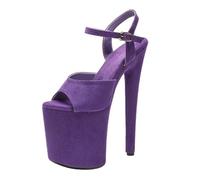 LIUGUISUOCHBH 8 Inch Extreme Height Platform Heels for Men & Women | Plus Size Stripper Heels for Adult Costume Party & Professional Pole Dance,Purple,4 UK