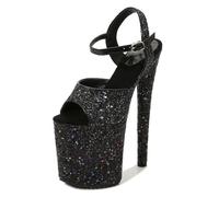 LIUGUISUOCHBH 8 Inch Extreme Height Platform Heels for Men & Women | Plus Size Stripper Heels for Adult Costume Party & Professional Pole Dance,Black,7.5 UK
