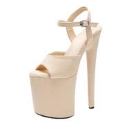 LIUGUISUOCHBH 8 Inch Extreme Height Platform Heels for Men & Women | Plus Size Stripper Heels for Adult Costume Party & Professional Pole Dance,Beige,4 UK