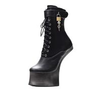 LIUGUISUOCHBH No Heel Ankle Boots for Men/Women | Big Size Platform Heels for Club Dancing, Striptease Performances, Crossdressing,S Black,10 UK