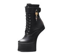 LIUGUISUOCHBH No Heel Ankle Boots for Men/Women | Big Size Platform Heels for Club Dancing, Striptease Performances, Crossdressing,Black,9 UK