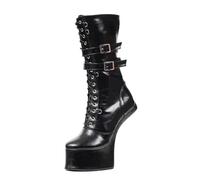 LIUGUISUOCHBH No Heel Ankle Boots for Men/Women | Big Size Platform Heels for Club Dancing, Striptease Performances, Crossdressing,Black,9 UK