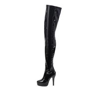 LIUGUISUOCHBH Plus Size Thigh High Boots for Women & Men | 4.75 Inch Heel Boots for Crossdressing Show Nightclub Costume Party,S Black,3 UK