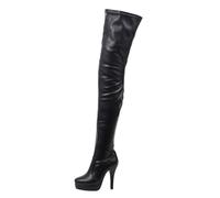 LIUGUISUOCHBH Plus Size Thigh High Boots for Women & Men | 4.75 Inch Heel Boots for Crossdressing Show Nightclub Costume Party,M Black,12 UK