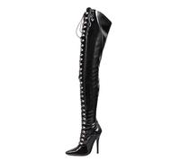 LIUGUISUOCHBH Plus Size Thigh High Boots for Women & Men | 4.75 Inch Heel Boots for Crossdressing Show Nightclub Costume Party,Black,12 UK