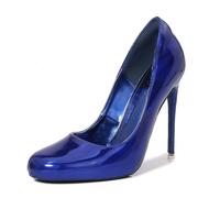 LIUGUISUOCHBH Women's 12cm High Heels | Elegant Round Toe Ankle Strap Pumps for Weddings, Clubbing, Evening Parties, Adult Ceremonies,Blue,7.5 UK