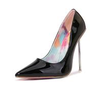 LIUGUISUOCHBH Women's 12cm High Heels | Pointed Toe Big Size Pumps for Weddings, Clubbing, Crossdressing, Pole Dance, Burlesque Shows,Black,5.5 UK