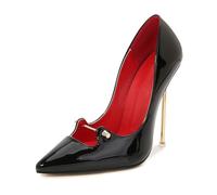 LIUGUISUOCHBH Women's 12cm High Heels | Pointed Toe Big Size Pumps for Weddings, Clubbing, Crossdressing, Pole Dance, Burlesque Shows,Black,5.5 UK