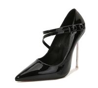 LIUGUISUOCHBH Women's 12cm High Heels | Pointed Toe Big Size Pumps for Weddings, Clubbing, Crossdressing, Pole Dance, Burlesque Shows,Black,8.5 UK