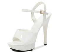 LIUGUISUOCHBH Women's 13cm/5.2in High Heels | Platform Open-Toe Sandals for Pole Dancing, Strip Shows, Bridal Party, Costume Nights, Sizzling Clubs,White,7 UK