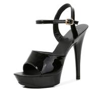 LIUGUISUOCHBH Women's 13cm/5.2in High Heels | Platform Open-Toe Sandals for Pole Dancing, Strip Shows, Bridal Party, Costume Nights, Sizzling Clubs,Black,8 UK