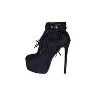 LIUGUISUOCHBH Women's 15 CM/6 in High Heels Ankle Boots. Faux Suede Winter Booties Stiletto Heel Ankle Boots. for Wedding Party Dating Occasions,Black,10 UK