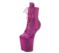 LIUGUISUOCHBH Women's 8IN Heelless Snake Print Platform Ankle Boots. Extreme High Heels for Stripper Dance. Unisex-Adult Plus-Size Shoes,Purple,8 UK