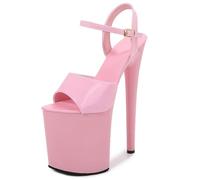 LIUGUISUOCHBH Women's Ankle-Strap Platform Sandal Stiletto High Heels-8 inch Heels Pole Dancing Stripper Clubwear Halloween Party Shoes,Pink,9 UK