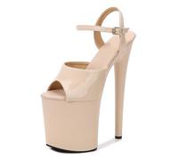 LIUGUISUOCHBH Women's Ankle-Strap Platform Sandal Stiletto High Heels-8 inch Heels Pole Dancing Stripper Clubwear Halloween Party Shoes,Apricot,9.5 UK