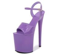 LIUGUISUOCHBH Women's Ankle-Strap Platform Sandal Stiletto High Heels-8 inch Heels Pole Dancing Stripper Clubwear Halloween Party Shoes,Purple,3 UK