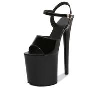 LIUGUISUOCHBH Women's Ankle-Strap Platform Sandal Stiletto High Heels-8 inch Heels Pole Dancing Stripper Clubwear Halloween Party Shoes,Black,6 UK