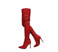 LIUGUISUOCHBH Women's Faux Leather Stilettos Over The Knee Boots. Red Thigh High Boots for Women. Men's Over The Knee Boots. Stripper High Heels,Red,4 UK