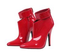 LIUGUISUOCHBH Women's & Men's Large Size 12cm Stiletto High Heels Ankle Boots for Nightclub Pole Dancing, Drag Shows & Crossdressing | 4.72 Inch Heel,Red,10 UK