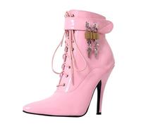LIUGUISUOCHBH Women's & Men's Plus Size Pointed Toe High Heels Ankle Boots for Nightclub, Cosplay & Crossdressing | 7 Inch Heel,Pink,13 UK