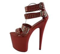 LIUGUISUOCHBH Women's Plus Size High Heels | 20cm Stiletto Ankle Strap Platform Sandals for Nightclub Performance & Professional Pole Dance,Red,5 UK