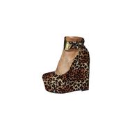 LIUGUISUOCHBH Women's Wedge Heels Pumps. 6 in Heels. Closed Toe Big Size Shoes Platform High Heels for Stripper Club Drag Show Party,Leopard Print,8 UK