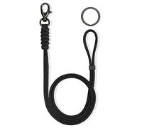 LIUGX Paracord Braided Lanyard for ID Badge Holder, Adjustable Length, Heavy Duty Neck Lanyard Keychain with Metal Clip Key Ring for Phone Wallet Key, Black With Gunmetal Clasp