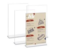 LiuHancsqd 4 Pcs A6 Acrylic Sign Holder A6 Display Stand, A6 Menu Holders, Clear Double Sided A6 Perspex Display Stands, A6 Poster Holder for Office Store Restaurant Reception Poster Menu Table Stand