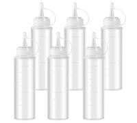 LiuHancsqd Squeezes Bottles with Cap - 6 Pack 240mL Plastic Squeezy Sauce Bottles with Nozzles, Ketchup Dispensers for Sauces Mayonnaise Syrup Salad Dressing Oil