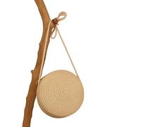 LIUHLFSR Handbags For Women Round Straw Bag Women Woven Beach Crossbody Bag for Ladies Cute Shoulder Rattan Handmade Knitted Candy Color Small Handbag For Travel, Holidays And Shopping(Beige)