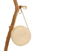 LIUHLFSR Handbags For Women Round Straw Bag Women Woven Beach Crossbody Bag for Ladies Cute Shoulder Rattan Handmade Knitted Candy Color Small Handbag For Travel, Holidays And Shopping(White)