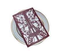 LIUHLFSR Laser Cut Eiffel Tower Birthday Invitation In Pink For Wedding Engagement Party for Wedding Ceremony(Red)
