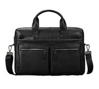 LIUHLFSR Men's Business Briefcase Fit 15" PC Leather Handbag Real Male Laptop A4 Office Man Crossbody Bag For Office Use and Business Trips(Design3-black)