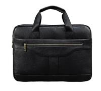 LIUHLFSR Men's Business Briefcase Fit 15" PC Leather Handbag Real Male Laptop A4 Office Man Crossbody Bag For Office Use and Business Trips(Design1-black)