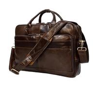 LIUHLFSR Men's Shoulder Bags Genuine Leather Bussiness Laptop Bag 15.6 16 17.3 Inch Computer Men Briefcase Vintage For Office Business School(Coffee(40cm))