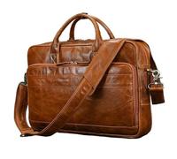 LIUHLFSR Men's Shoulder Bags Genuine Leather Bussiness Laptop Bag 15.6 16 17.3 Inch Computer Men Briefcase Vintage For Office Business School(Brown(40cm))