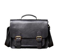 LIUHLFSR Retro Real Leather Messenger Bags Men And Women Shoulder Bag Natural Cowhide Crossbody Casual Handbag Luxury Cambridge For Office Business School(Dark Black)