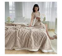 LIUHLFSR Woolen Blanket For Couch Sofa Warm Lamb Velvet Flannel Cover Blankets For Nap Thick Cozy Warm Soft Bedding Cover for Couch Sofa Bed Office(Light coffee,200x230cm)