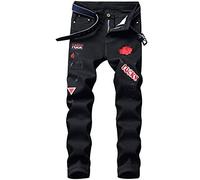Liuhond Men's Ripped Distressed Destroyed Straight Fit Washed Denim Jeans Pants, 2023black, 38