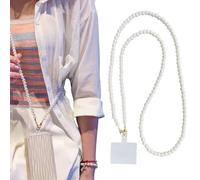 LIUHUIZEYU Mobile Phone Lanyard, Crossbody iPhone Neck Strap with Pearl Beaded,Universal Phone Chain Compatible with Most Smartphones for Women Girls（46inch）