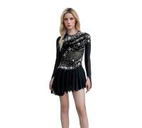 LIUHUO 2019 New Figure Skating Costume Black Skating Dress Ladies and Girls Skating Skirt Simple and Generous Skating Competition - Black - Medium
