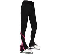 LIUHUO Ice Skating Trousers - Girls & Women's Figure Skating Fleece Leggings, Black, Breathable