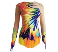 LIUHUO Rhythmic Gymnastics Leotards Colorful Tassels Girl Competition Show