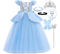 LiUiMiY Cinderella Costume for Girls Kids Blue Princess Dress Halloween Party Outfits, 3-4 Years(Tag 110)